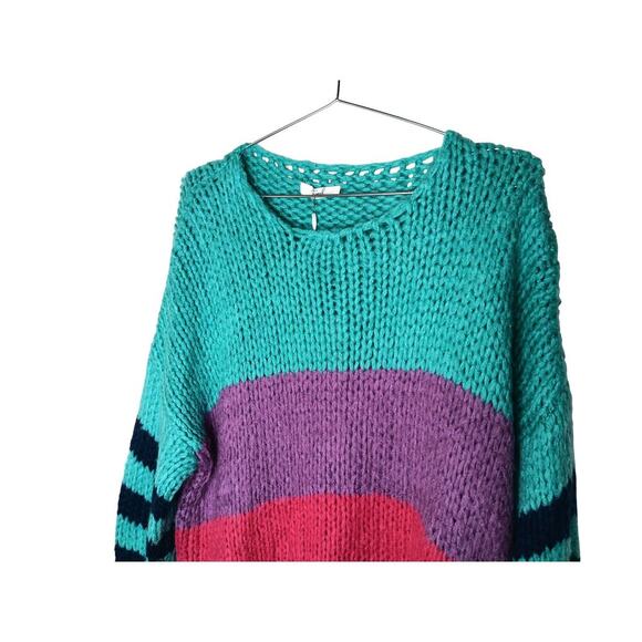 New with Tags Easel Soft Colorblock Knit Sweater Multicolor Striped Size L - Picture 5 of 9